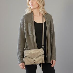 Botkier | Trigger Crossbody Bag Gray Leather Gunmetal Hardware Adjustable Strap
